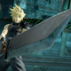 A pretty boy with spiky, blond hair wields a sword twice his size.